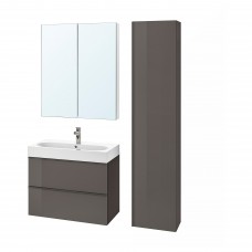 Комплект мебели для ванной IKEA GODMORGON / BRAVIKEN серый 80 см (993.044.89)