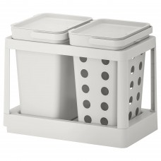 Комплект для сортировки мусора IKEA HALLBAR светло-серый 20 л (993.088.16)