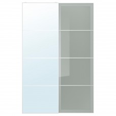Пара раздвижных дверей IKEA AULI / SEKKEN зеркальное стекло матовое стекло 150x236 см (993.111.83)