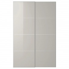 Пара раздвижных дверей IKEA HOKKSUND глянцевый светло-серый 150x236 см (993.117.10)