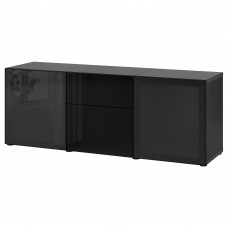 Комбинация мебели IKEA BESTA черно-коричневый дымчатое стекло 180x42x65 см (993.251.04)