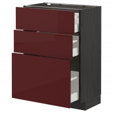 Підлогова кухонна шафа IKEA METOD / MAXIMERA чорний глянцевий темний червоно-коричневий 60x37 см (993.280.65)