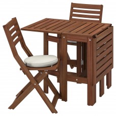 Стіл і 2 розкладних крісла IKEA APPLARO сад балкон коричневий бежевий (993.283.34)