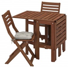 Стіл і 2 розкладних крісла IKEA APPLARO сад балкон коричневий сірий (993.284.28)