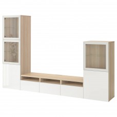 Комбінація шаф для TV IKEA BESTA білений дуб 300x42x193 см (993.307.80)