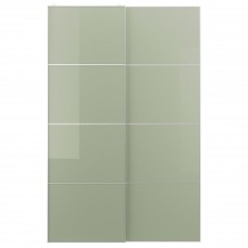 Пара раздвижных дверей IKEA HOKKSUND глянцевый светло-зеленый 150x236 см (993.323.07)