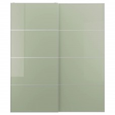 Пара раздвижных дверей IKEA HOKKSUND глянцевый светло-зеленый 200x236 см (993.323.12)