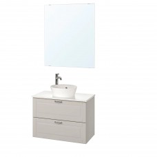 Комплект мебели для ванной IKEA GODMORGON/TOLKEN / KATTEVIK светло-серый под мрамор 82 см (993.332.03)