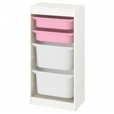 Комбинация стелажа IKEA TROFAST белый розовый белый 46x30x94 см (993.383.71)