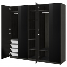 Гардероб IKEA PAX / FARDAL чорно-коричневий глянцевий чорний 250x60x236 см (993.872.86)
