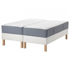 Континентальне ліжко IKEA ESPEVAR/VAGSTRANDA білий середньо твердий матрац світло-блакитний 180x200 см (993.898.60)