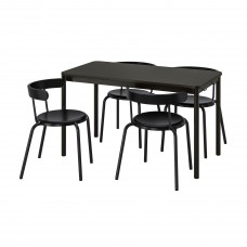 Стіл і 4 стільці IKEA TOMMARYD / YNGVAR антрацит антрацит 130x70 см (993.901.18)