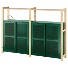 2 секції системи зберігання IKEA IVAR сосна зелена сітка 175x30x124 см (994.013.91)