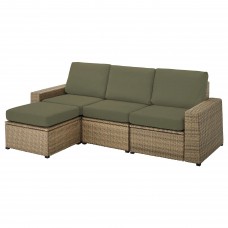 3-місний модульний диван IKEA SOLLERON коричневий темно-бежево-зелений 223x144x88 см (994.137.18)